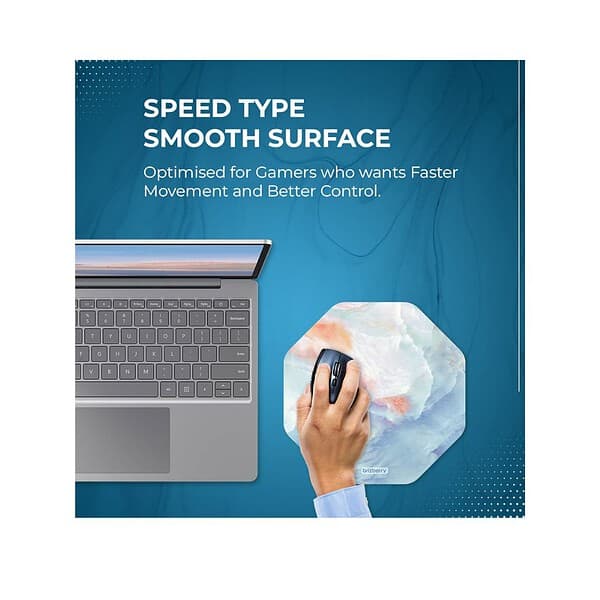 ARTBRIZ Brizberry Mouse Pad Anti Skid Rubber Base Marble Texture 3 Octagon Pack of 1 2 - LXINDIA.COM