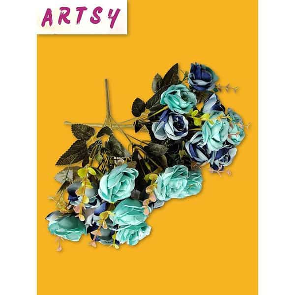 ARTSY Polyester Artificial Flowers For Decoration Pack Of 2 Piece Blue a - LXINDIA.COM