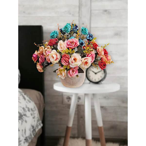 ARTSY Polyester Artificial Flowers For Decoration Pack Of 4 Piece Assorted - LXINDIA.COM