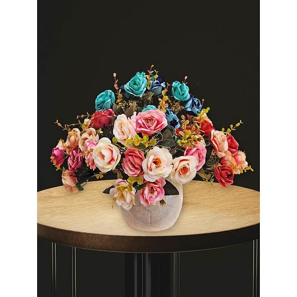 ARTSY Polyester Artificial Flowers For Decoration Pack Of 4 Piece Assorted A - LXINDIA.COM