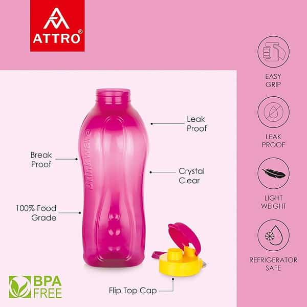 ATTRO Drinkware Gym 2 Liter Pink Bottle - LXINDIA.COM