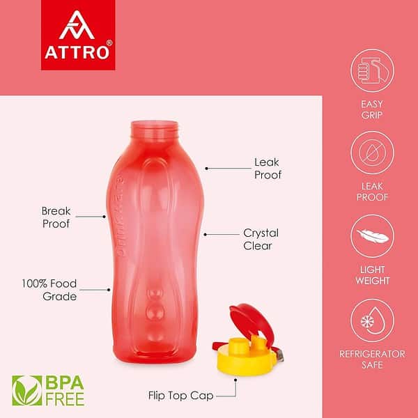 ATTRO Drinkware Gym 2 Liter Red Bottle a - LXINDIA.COM