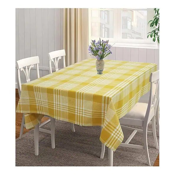 Airwill 100 Cotton Checkered Pattern 4 Seater Square Table CoverYellow 2 - LXINDIA.COM