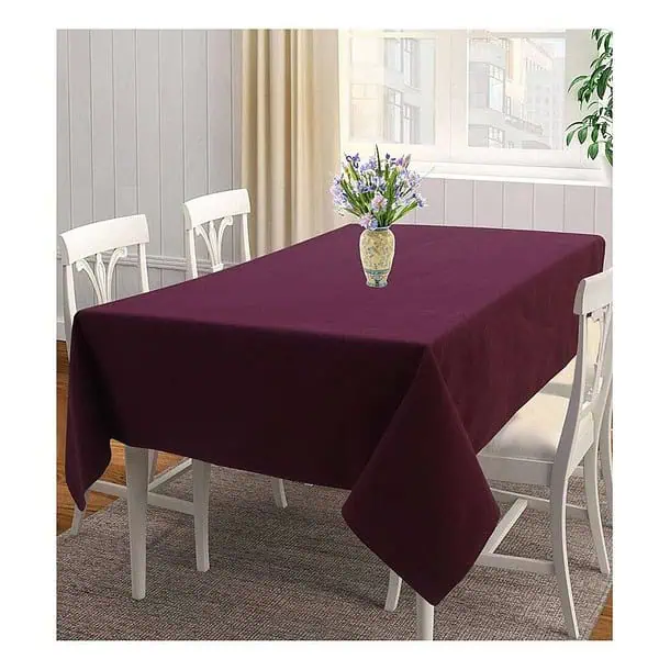 Airwill Cotton Solid Pattern 4 Seater Square Table CoverMaroon 2 - LXINDIA.COM