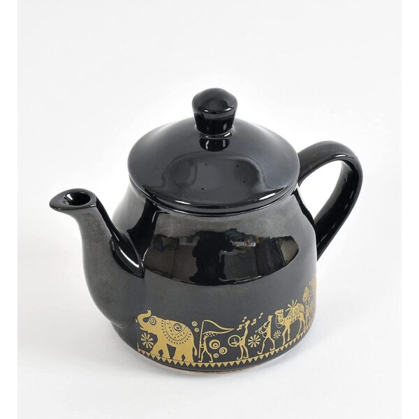 Amazecart Flask Shape Ceramic Glossy Tea Set of 7 Pcs Black a - LXINDIA.COM