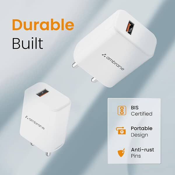 Ambrane 18W Wall Charger USB Port RAAP M10 White 3 - LXINDIA.COM