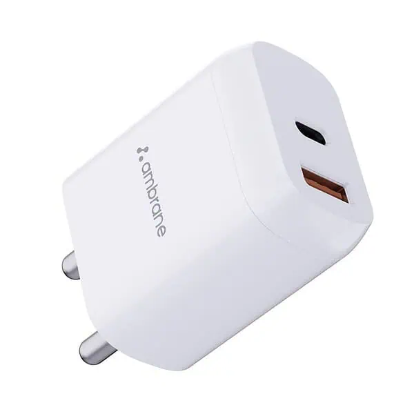 Ambrane 30W Dual Output Fast Charger RAAP H33 White - LXINDIA.COM