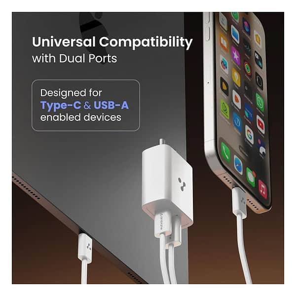 Ambrane 33W USB and Type C Dual Port Wall Charger Raap M33 White 2 - LXINDIA.COM