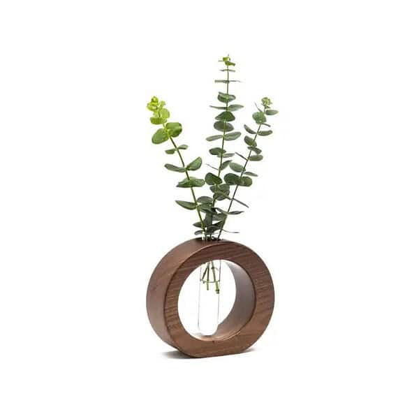 Ancient Shoppee Wooden 1 Glass Test Tube Flower Vase 2 - LXINDIA.COM