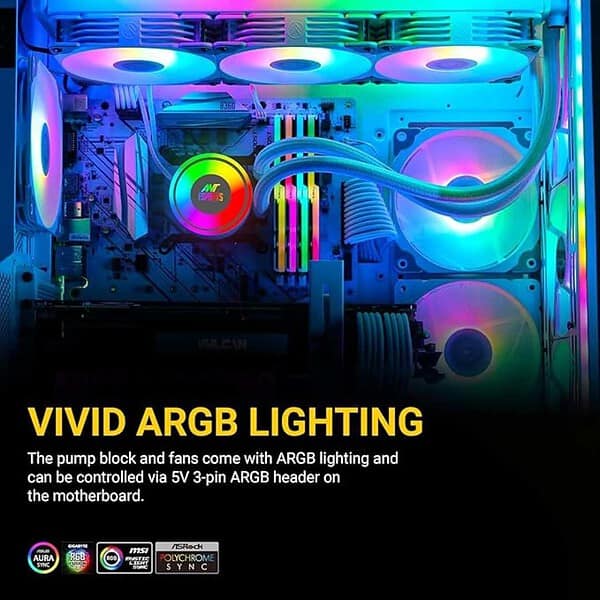 Ant Esports ICE 360mm Addressable RGB 2600 RPM AIO CPU Liquid Cooler White 3 - LXINDIA.COM