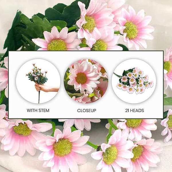 Art Street Artificial Flower Bunch Daisy Fake Flower Pink B - LXINDIA.COM