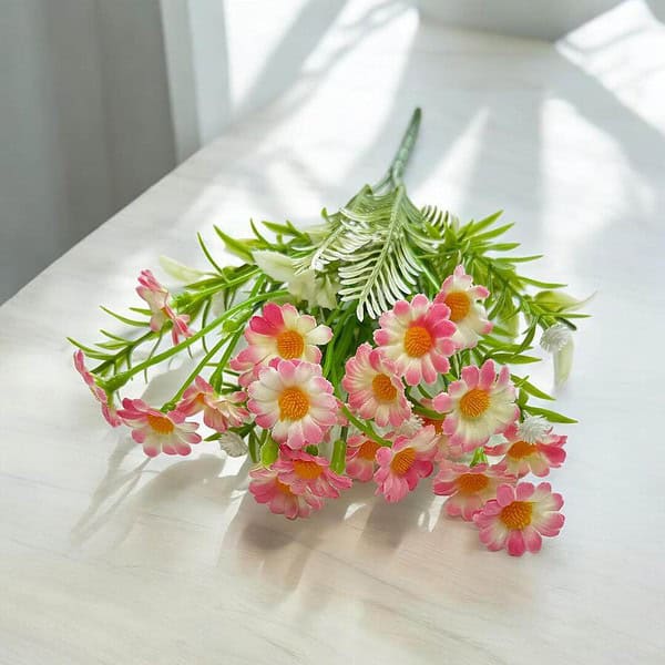 Art Street Artificial Flower Bunch Daisy Fake Flower Pink C - LXINDIA.COM