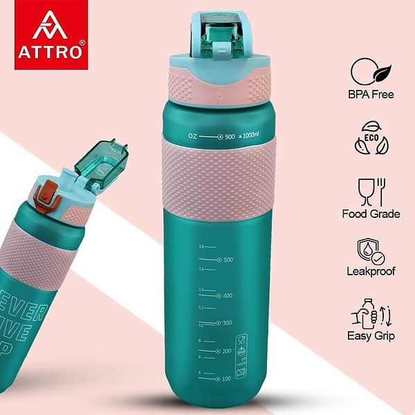 Attro Scout Sports 1000ml Water Bottle Sea Green - LXINDIA.COM