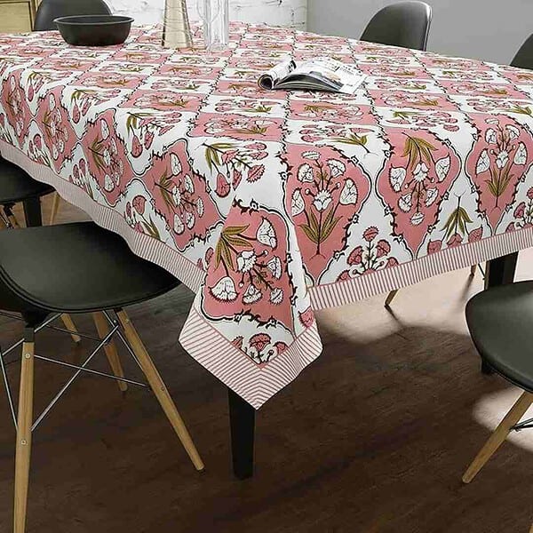 BLOCKS OF INDIA Batik Printed Cotton Rectangular Table Cloth for 6 Seater 1 - LXINDIA.COM