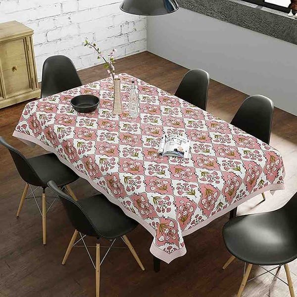 BLOCKS OF INDIA Batik Printed Cotton Rectangular Table Cloth for 6 Seater 2 - LXINDIA.COM