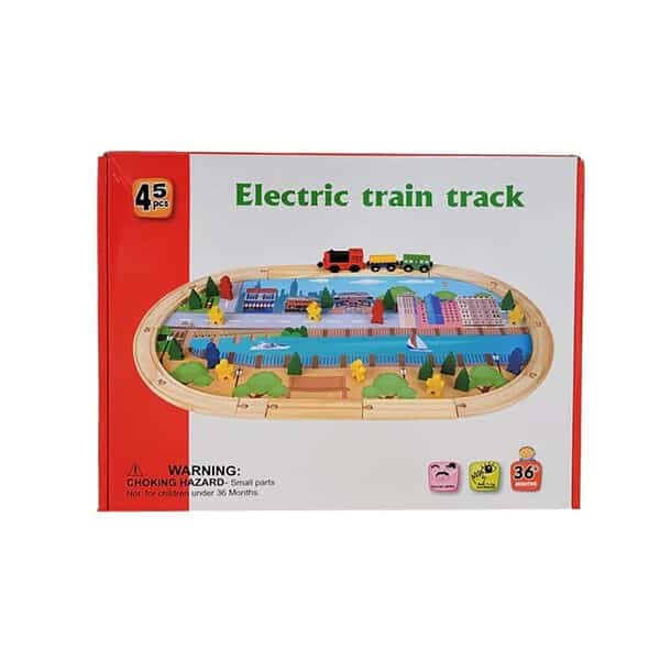 BLiSS HUES Electric Train Wooden Tracks Set Vehicles Toys 45 PCS - LXINDIA.COM