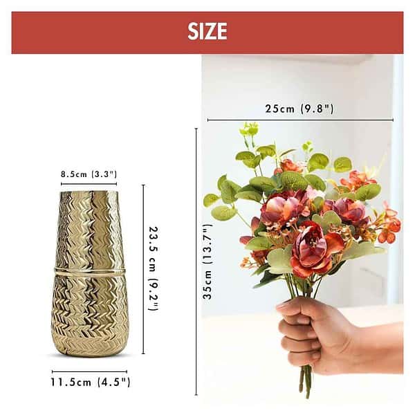 Behoma Combo Set of Gold Metal Arrow Engrave Vase 3 - LXINDIA.COM