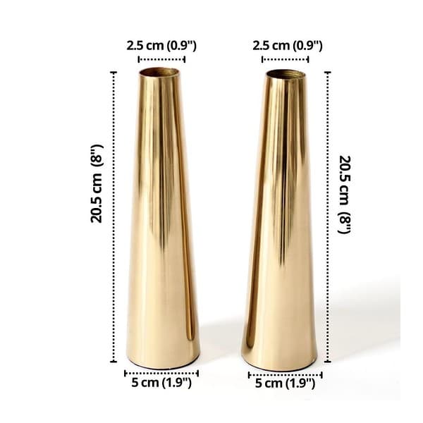 Behoma Golden Metal Slim Cone Flower Vase for Home 1 - LXINDIA.COM