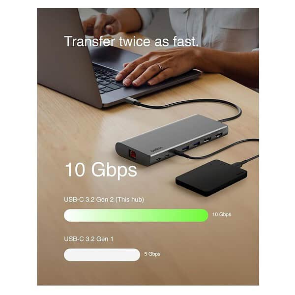 Belkin USB C Hub 5 in 1 MultiPort Adapter Dock with 4K 8 - LXINDIA.COM