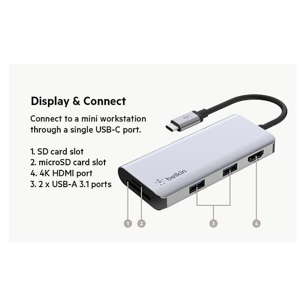 Belkin USB C Hub 5 in 1 Multiport Adapter Dock 1 - LXINDIA.COM