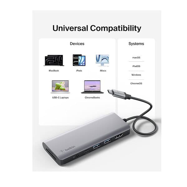 Belkin USB C Hub 7 in 1 MultiPort Adapter Dock 100W 1 - LXINDIA.COM