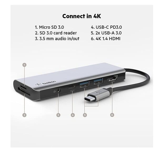 Belkin USB C Hub 7in1 MultiPort Adapter Dock 1 - LXINDIA.COM