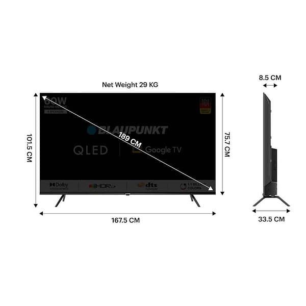 Blaupunkt 189 cm 75 inches QLED Google TV 75QD70401 - LXINDIA.COM