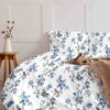 Blue Dahlia Cotton Sateen Weave Bedsheet Printed White - LXINDIA.COM