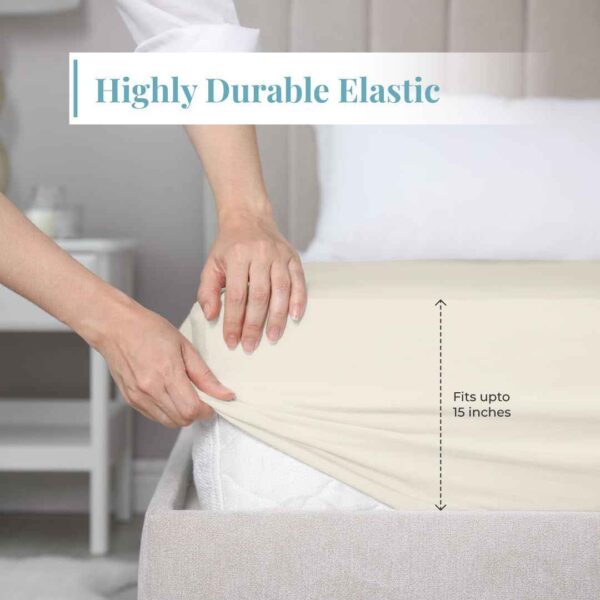 Blue Dahlia Fitted Sheet Set for King Size Bed Ivory2 - LXINDIA.COM