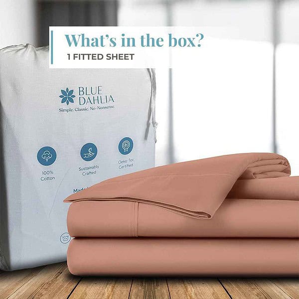 Blue Dahlia Fitted Sheet Set for King Size Bed Pink Clay1 - LXINDIA.COM