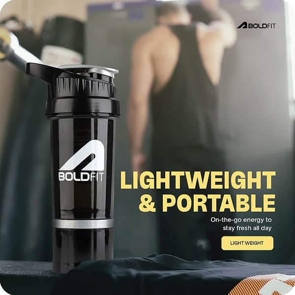 Boldfit Plastic Gym Shaker For Protein Shake 500 Ml Black B - LXINDIA.COM