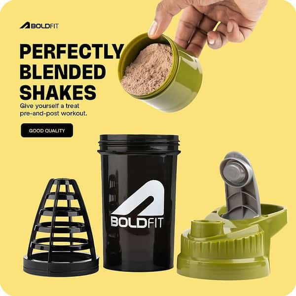 Boldfit Plastic Gym Shaker For Protein Shake 500 Ml Green B - LXINDIA.COM