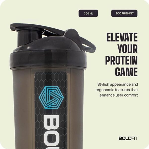 Boldfit Plastic Gym Typhoon Shaker Bottle 700Ml Black A - LXINDIA.COM