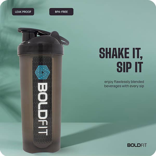 Boldfit Plastic Gym Typhoon Shaker Bottle 700Ml Black B - LXINDIA.COM