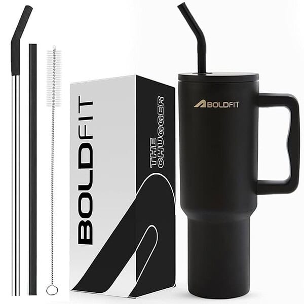 Boldfit Tumbler Bottle Water Bottle with Lid and Straw 1.2 Black C - LXINDIA.COM