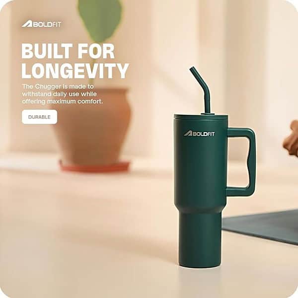 Boldfit Tumbler Bottle Water Bottle with Lid and Straw 1.2 Green - LXINDIA.COM