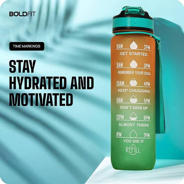 Boldfit Water Bottles 1 Litre Sipper Ombre Green Orange a - LXINDIA.COM