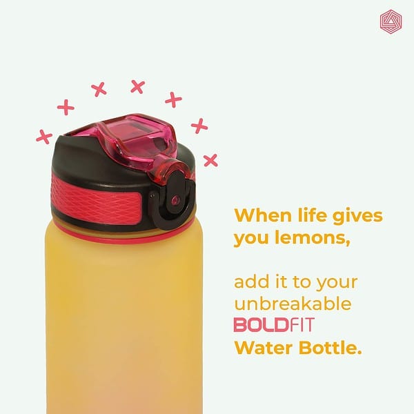 Boldfit Water Bottles 1 Litre Sipper Yellow Pink B - LXINDIA.COM