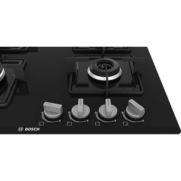 Bosch Built in Gas Hob Black Tempered glass Glass 4 Burner PNH6B6B12I1 - LXINDIA.COM