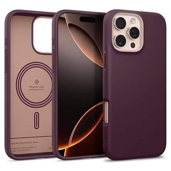 CASEOLOGY by Spigen Nano Pop Mag for iPhone 16 Pro Case Burgundy Bean - LXINDIA.COM