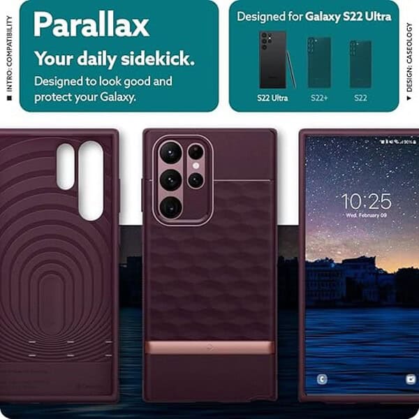 CASEOLOGY by Spigen Parallax Back Cover for Samsung Galaxy S22 Ultra Burgundy 3 - LXINDIA.COM