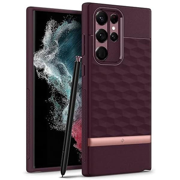 CASEOLOGY by Spigen Parallax Back Cover for Samsung Galaxy S22 Ultra Burgundy - LXINDIA.COM