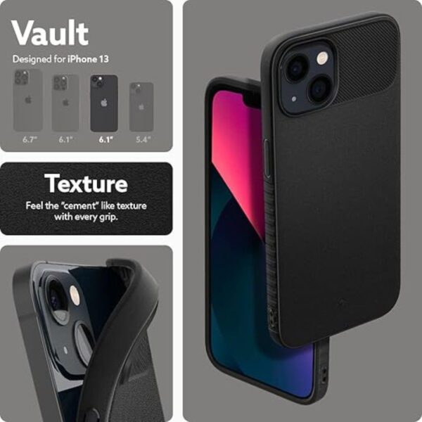 CASEOLOGY by Spigen Vault Back Cover Case for iPhone 13 Matte Black 2 - LXINDIA.COM