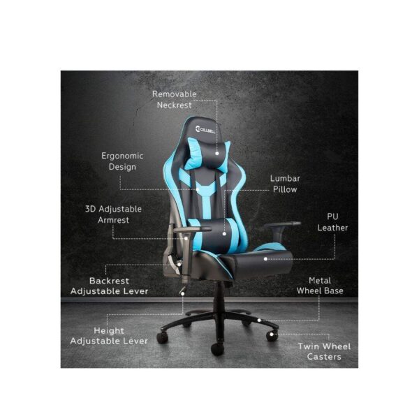 CELLBELL Multi Functional Ergonomic Gaming Chair Blue and Black 3 1 - LXINDIA.COM