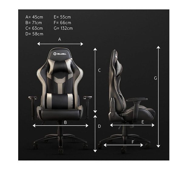 CELLBELL Multi Functional Ergonomic Gaming Chair Grey Black 1 - LXINDIA.COM