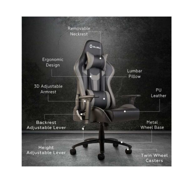 CELLBELL Multi Functional Ergonomic Gaming Chair Grey Black 3 1 - LXINDIA.COM