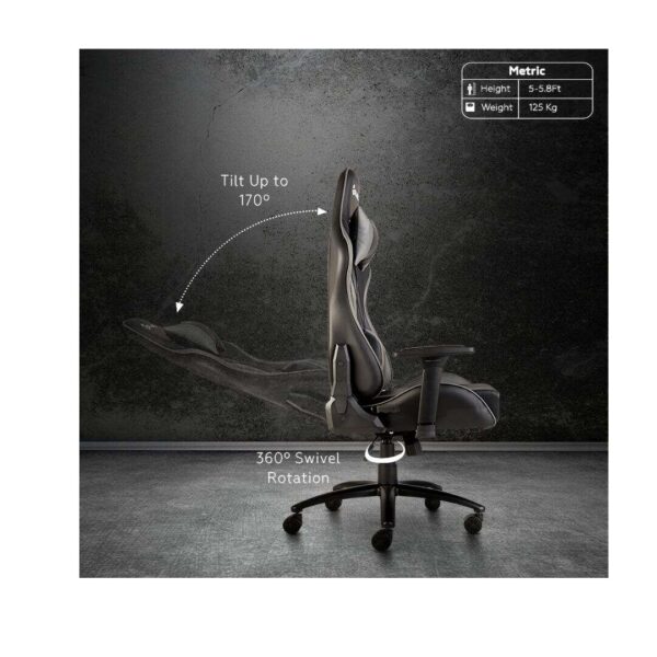 CELLBELL Multi Functional Ergonomic Gaming Chair Grey Black 4 1 - LXINDIA.COM