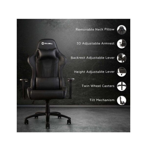 CELLBELL Multi Functional Ergonomic Gaming Chair Grey Black 4 2 - LXINDIA.COM