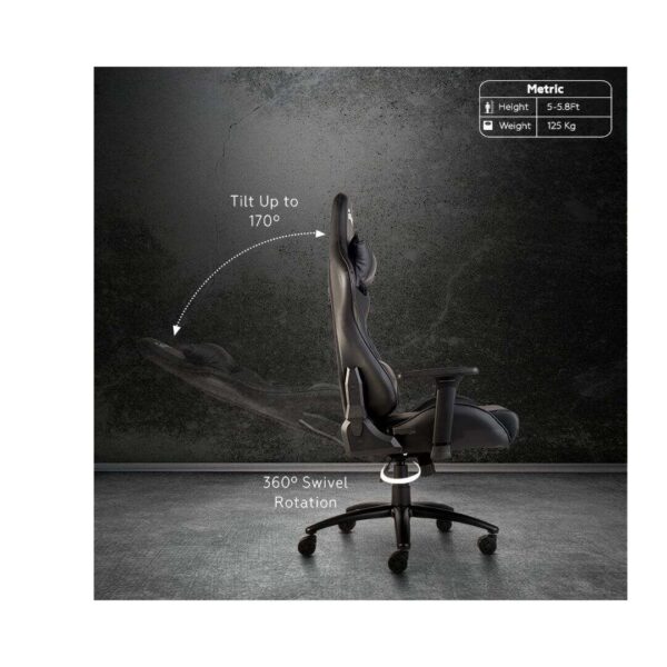 CELLBELL Multi Functional Ergonomic Gaming Chair Grey Black 8 1 - LXINDIA.COM