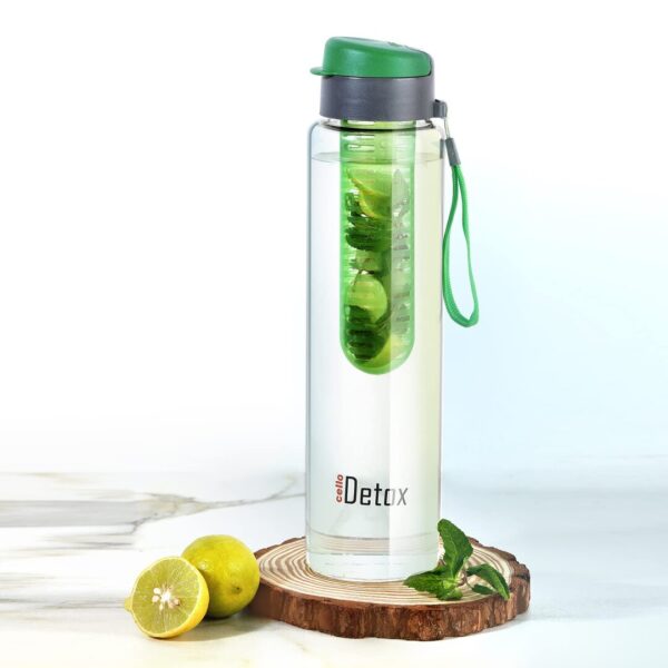 CELLO Detox Infuser Glass Water Bottle 750ml Green - LXINDIA.COM